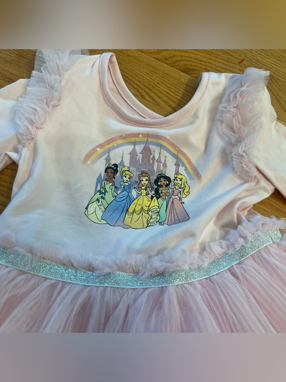 Disney Pink Princess Tulle Dress with Character Print - Picture 2 of 4